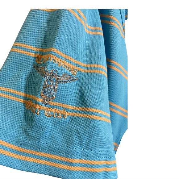 Peter millar summer comfort polo blue with stripes half button flaw Spot… - Picture 5 of 9